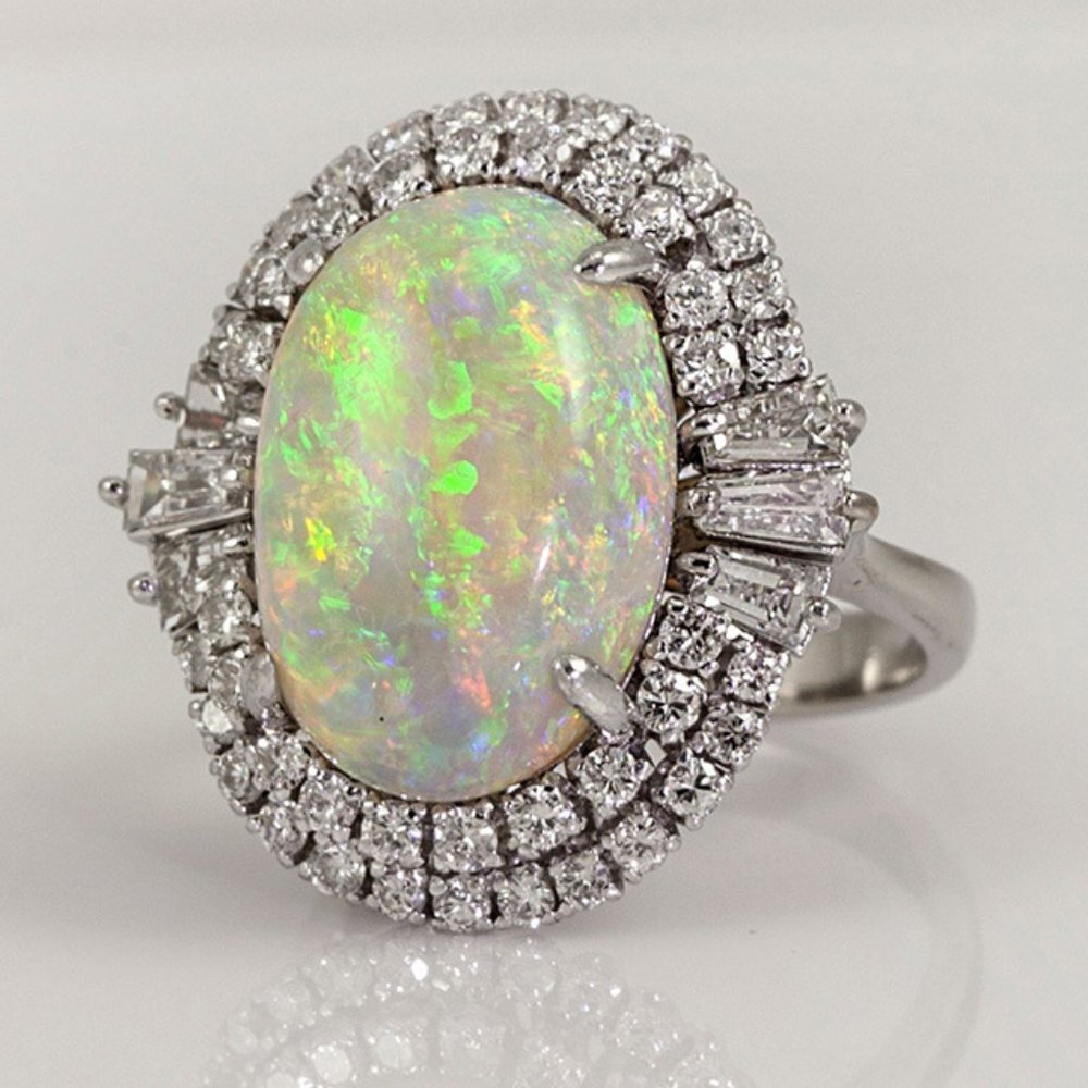 ✨ 925 Silver Plated Shiny Super Large Oval Gemstone Ring for Women, VIP038